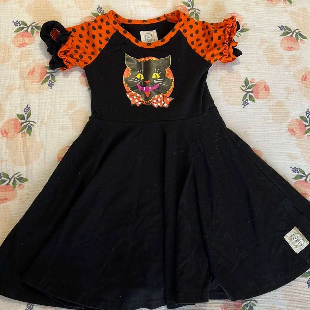 Olive Mae Halloween Black Cat Dress toddler girls 5.